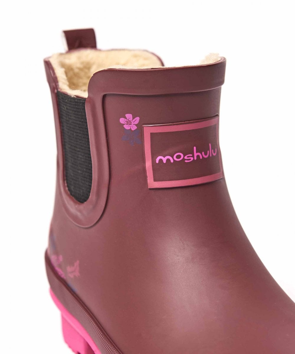 Blue Faux-fur lined short wellies - SPLOSH INDIGO TONAL FLORAL
