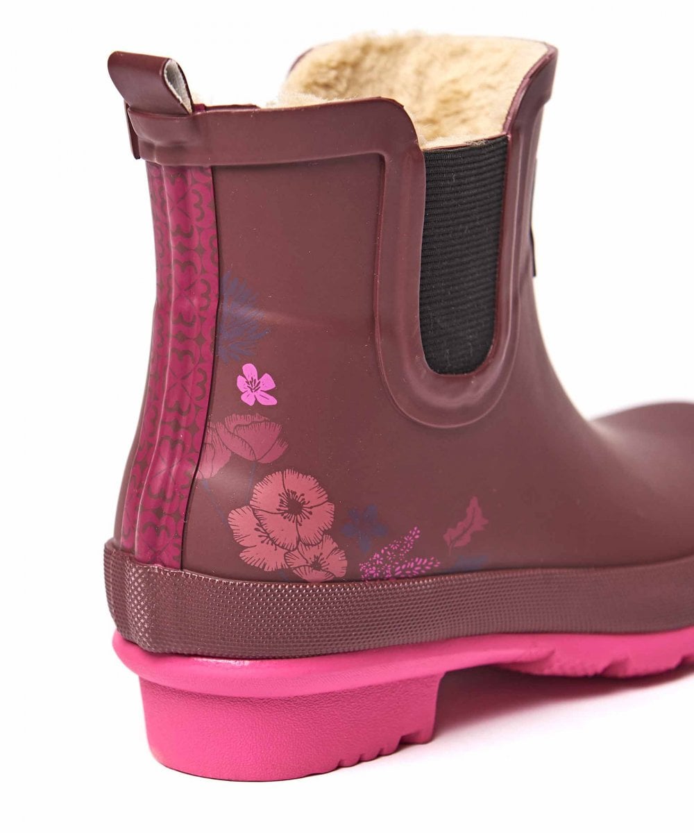 Blue Faux-fur lined short wellies - SPLOSH INDIGO TONAL FLORAL