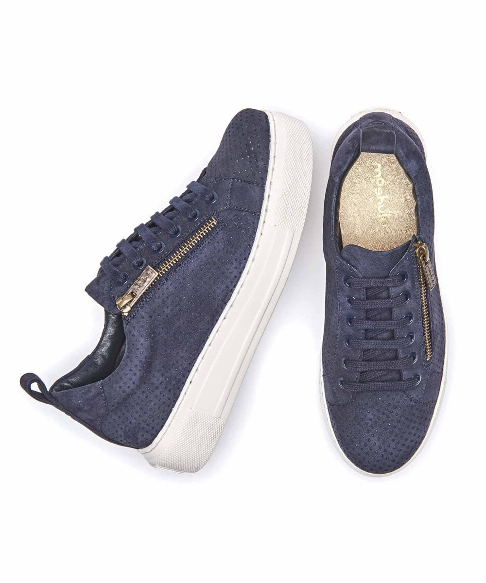 Blue flatform zip trainers - DAWLISH INDIGO