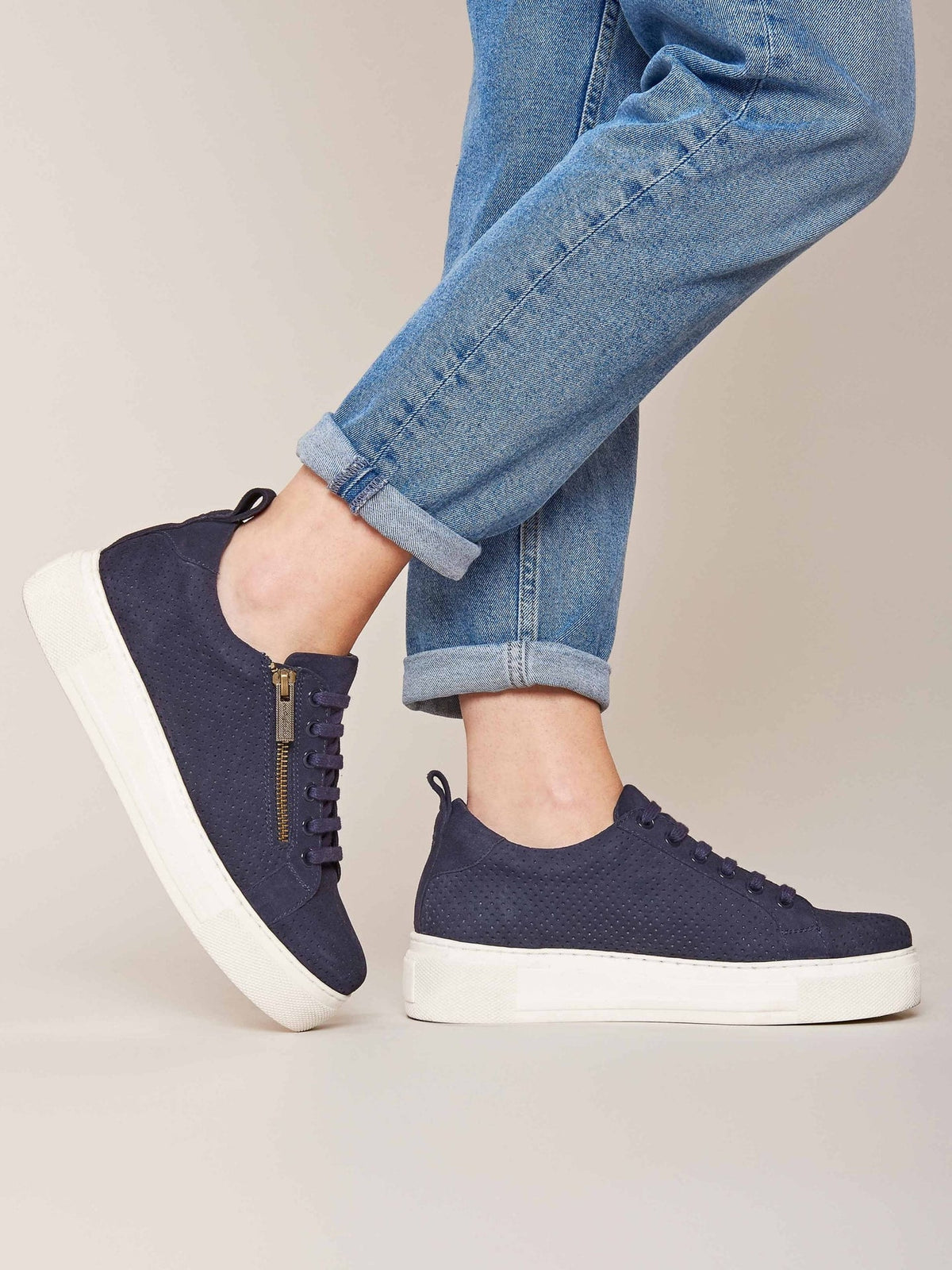 Blue flatform zip trainers - DAWLISH INDIGO