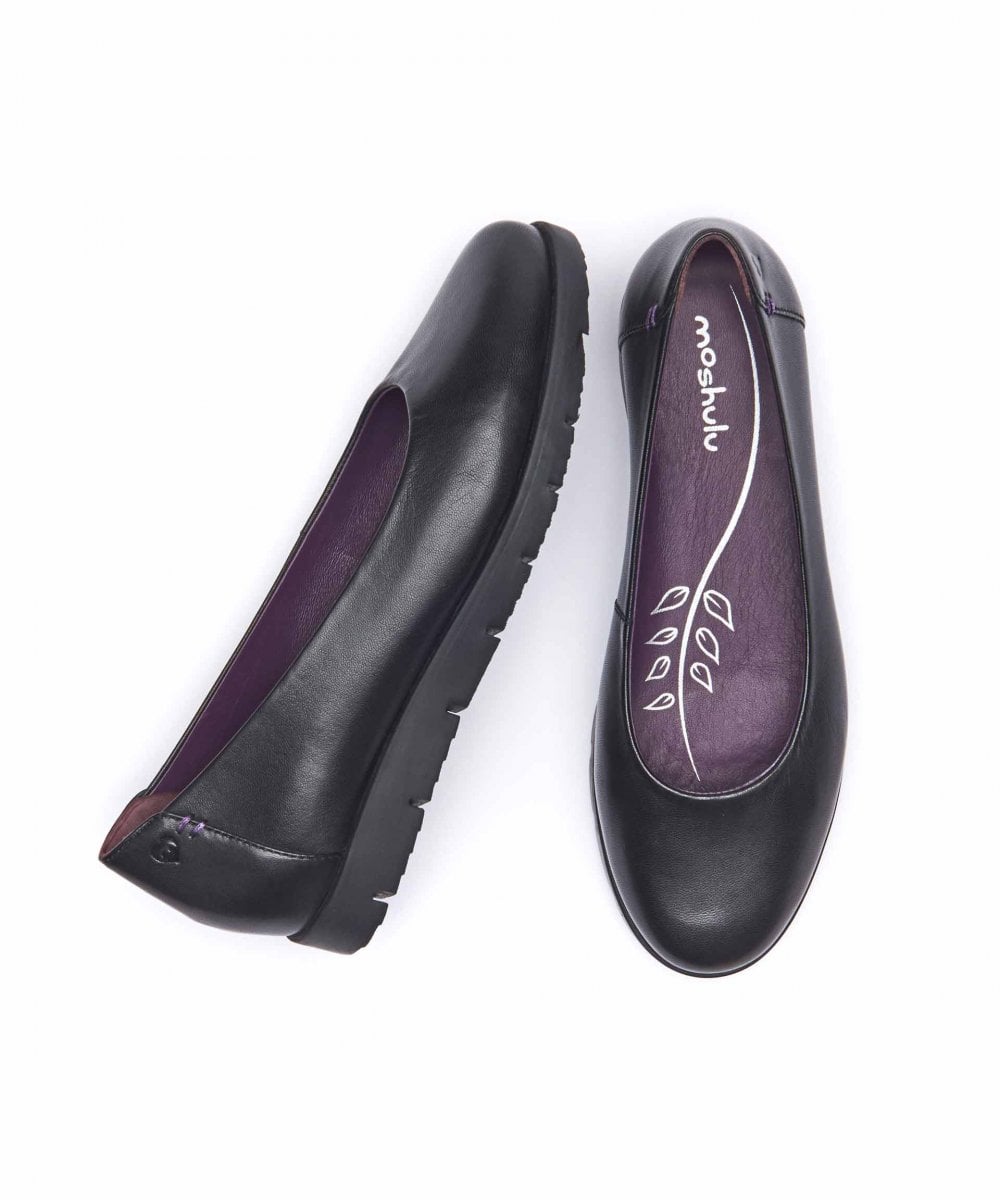Black leather slip-on ballet pumps - JIN BLACK