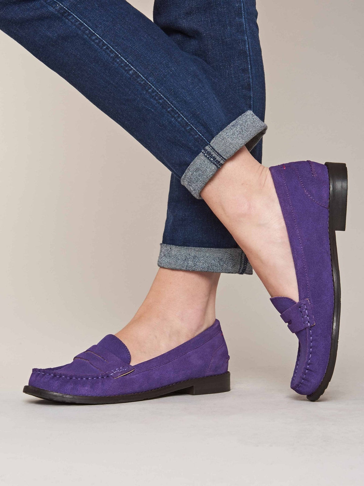 Purple classic suede penny loafers - PETREL SUEDE ROYAL PURPLE