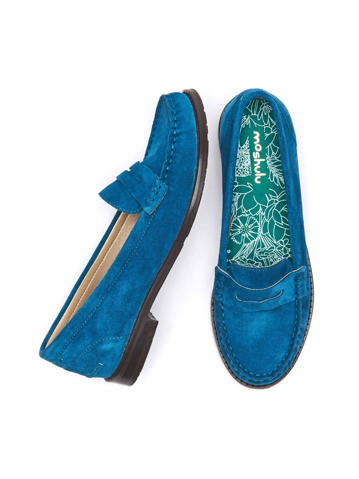 Blue classic suede penny loafers - PETREL SUEDE DARK TEAL