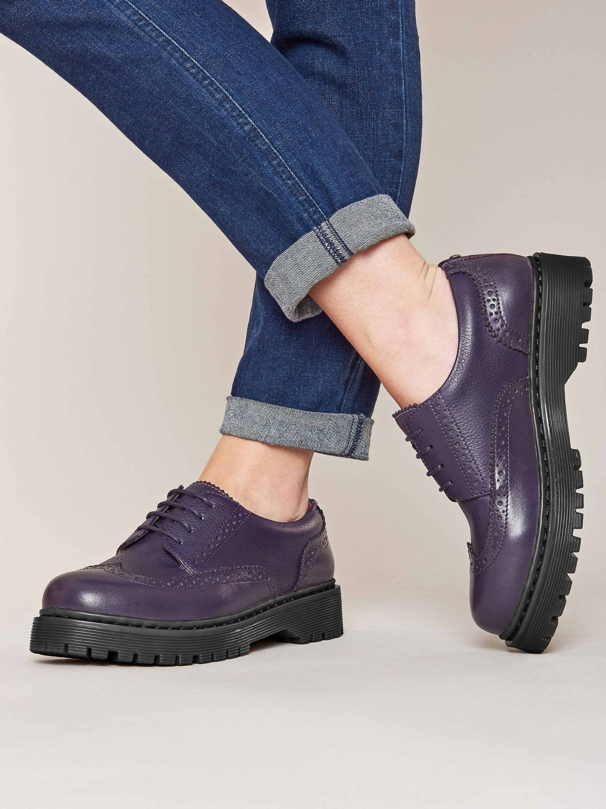Purple women's preppy brogues - ATASSI JEWEL PURPLE