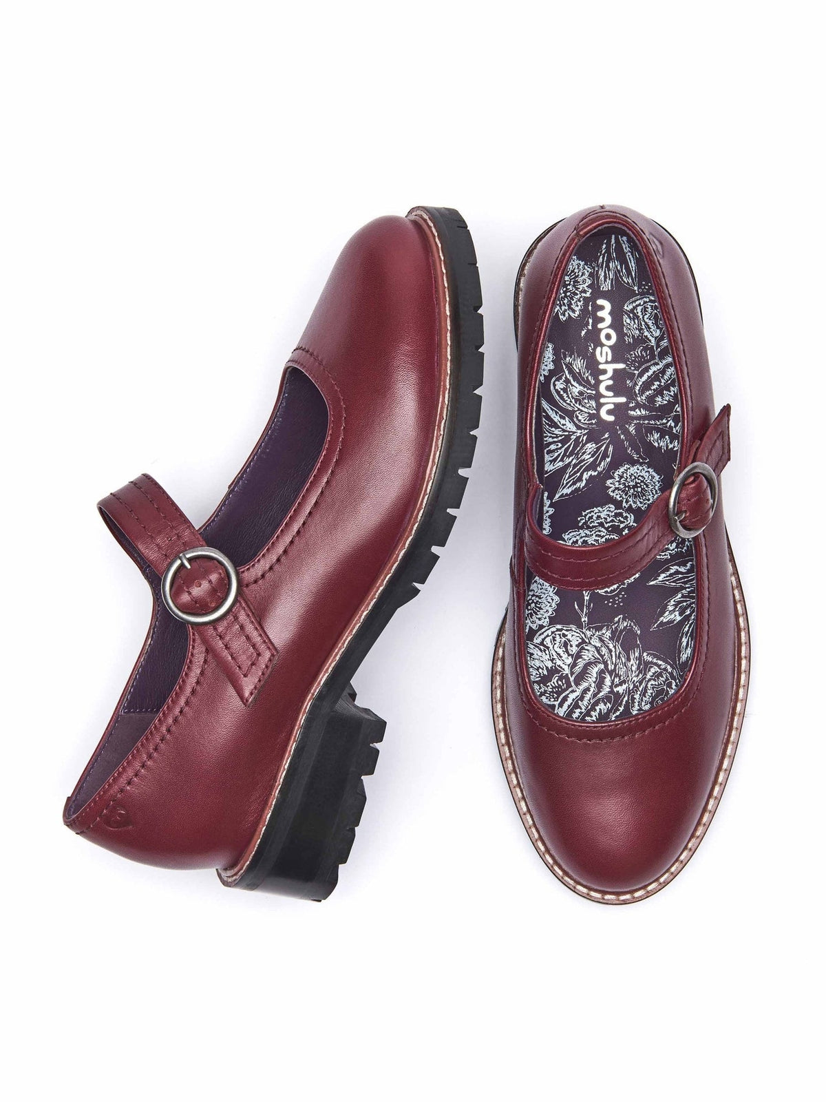 Red chunky Mary Jane shoes - BOYCE CABERNET