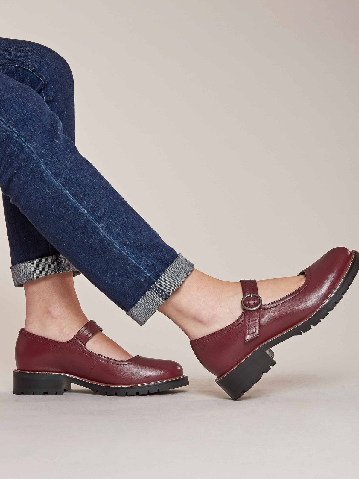 Red chunky Mary Jane shoes - BOYCE CABERNET