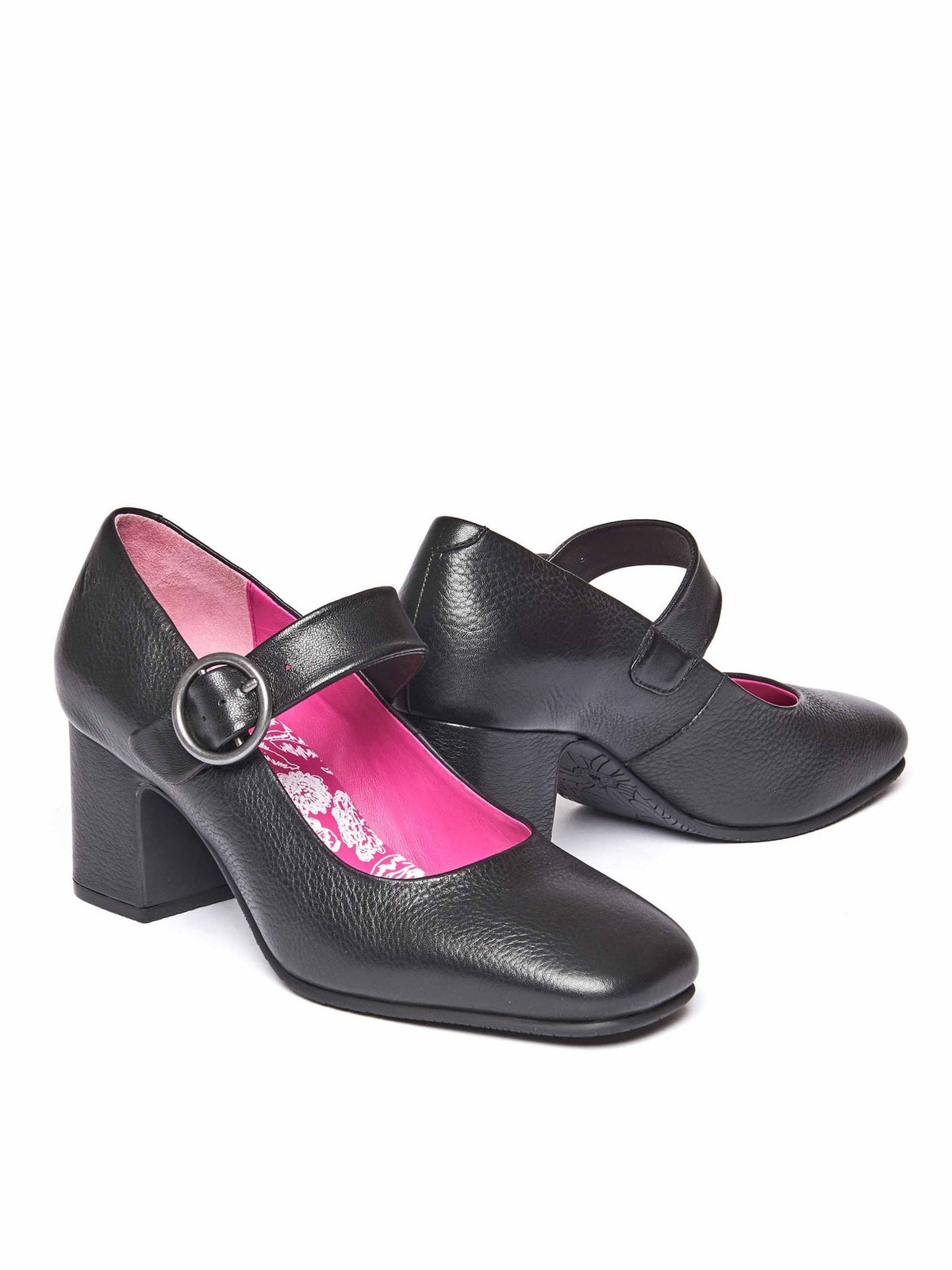 Black mary Jane leather block heels - VALADON BLACK