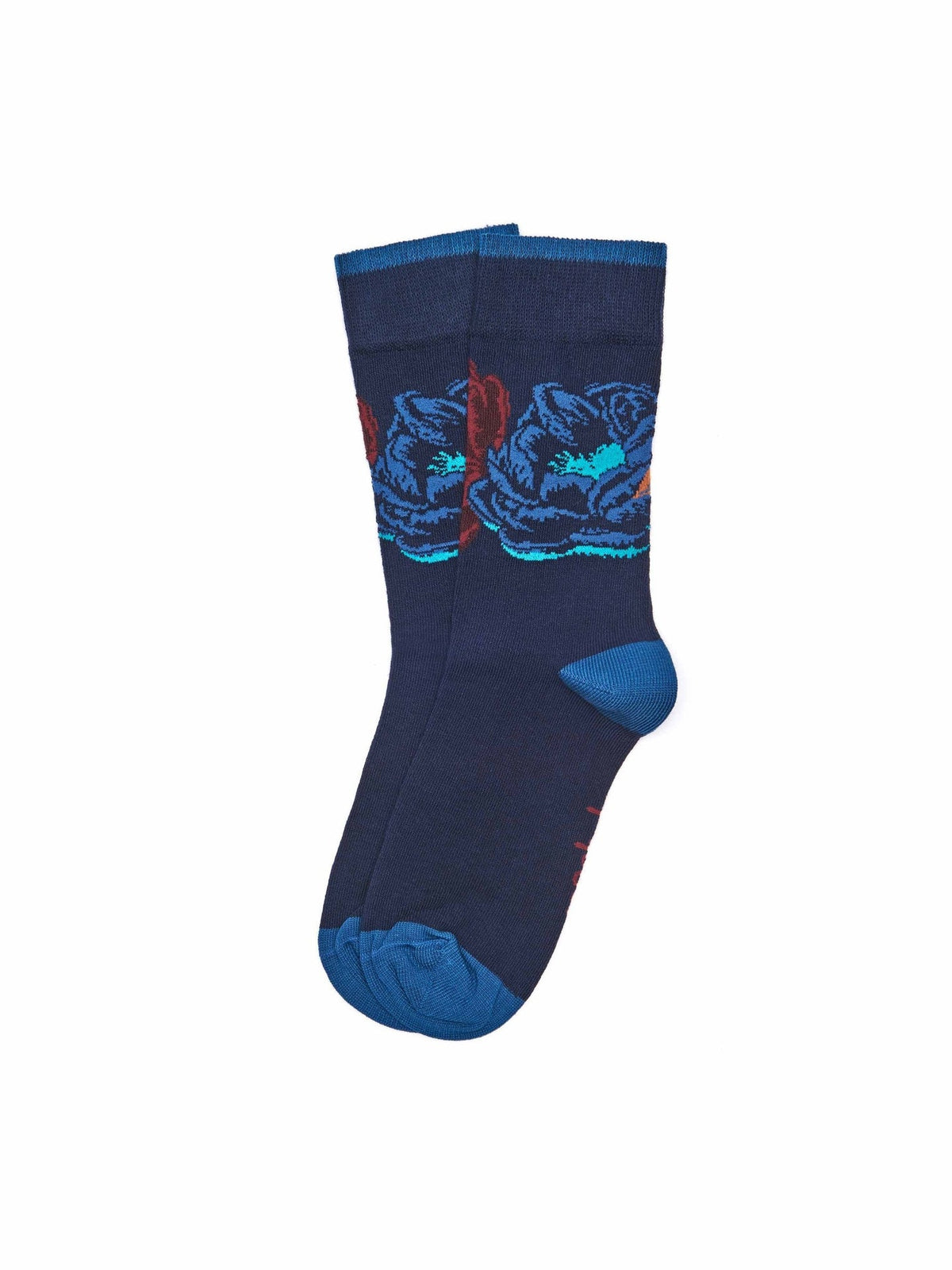Blue ladies' boho patterned socks in a soft cotton blend - DANIO INDIGO