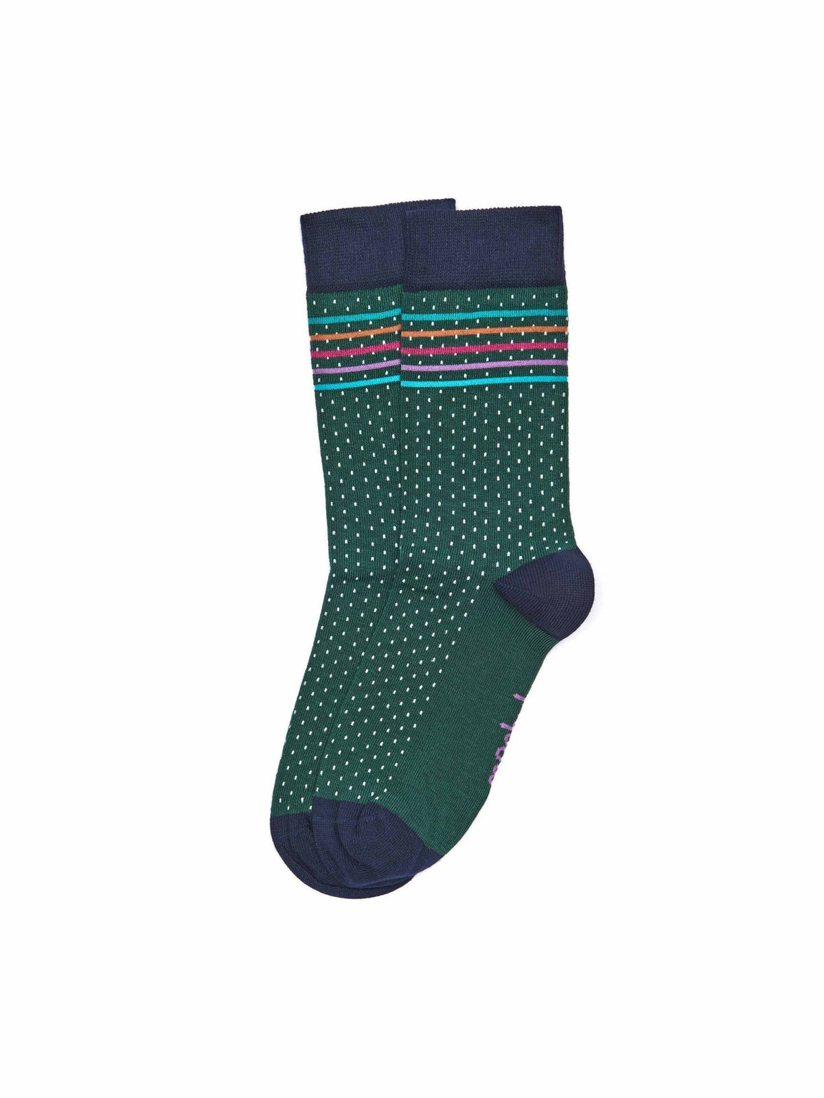 Green ladies' polka dot & stripe crew socks - GUPPIE KALE GREEN