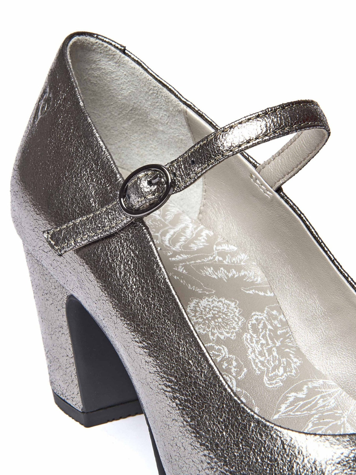 Metallic women's metallic block heel court shoe - GOLDIN CACAO METALLIC