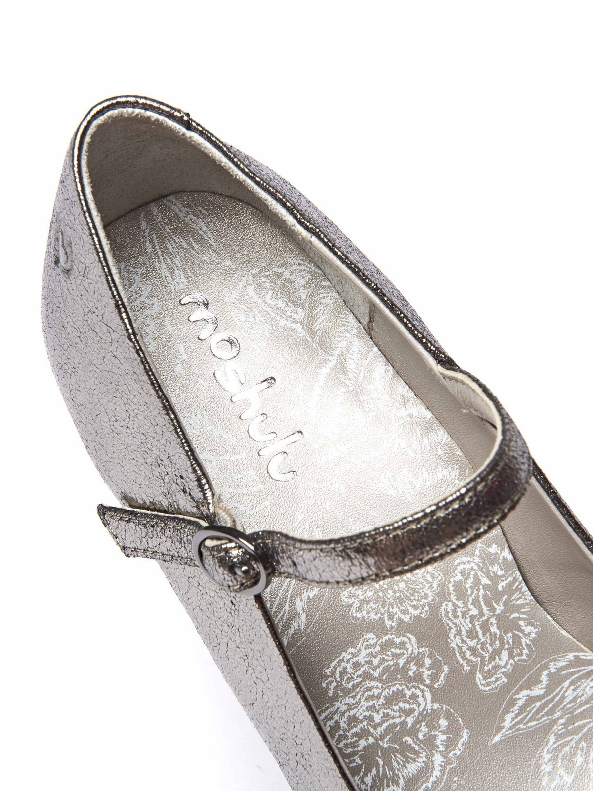 Metallic women's metallic block heel court shoe - GOLDIN CACAO METALLIC