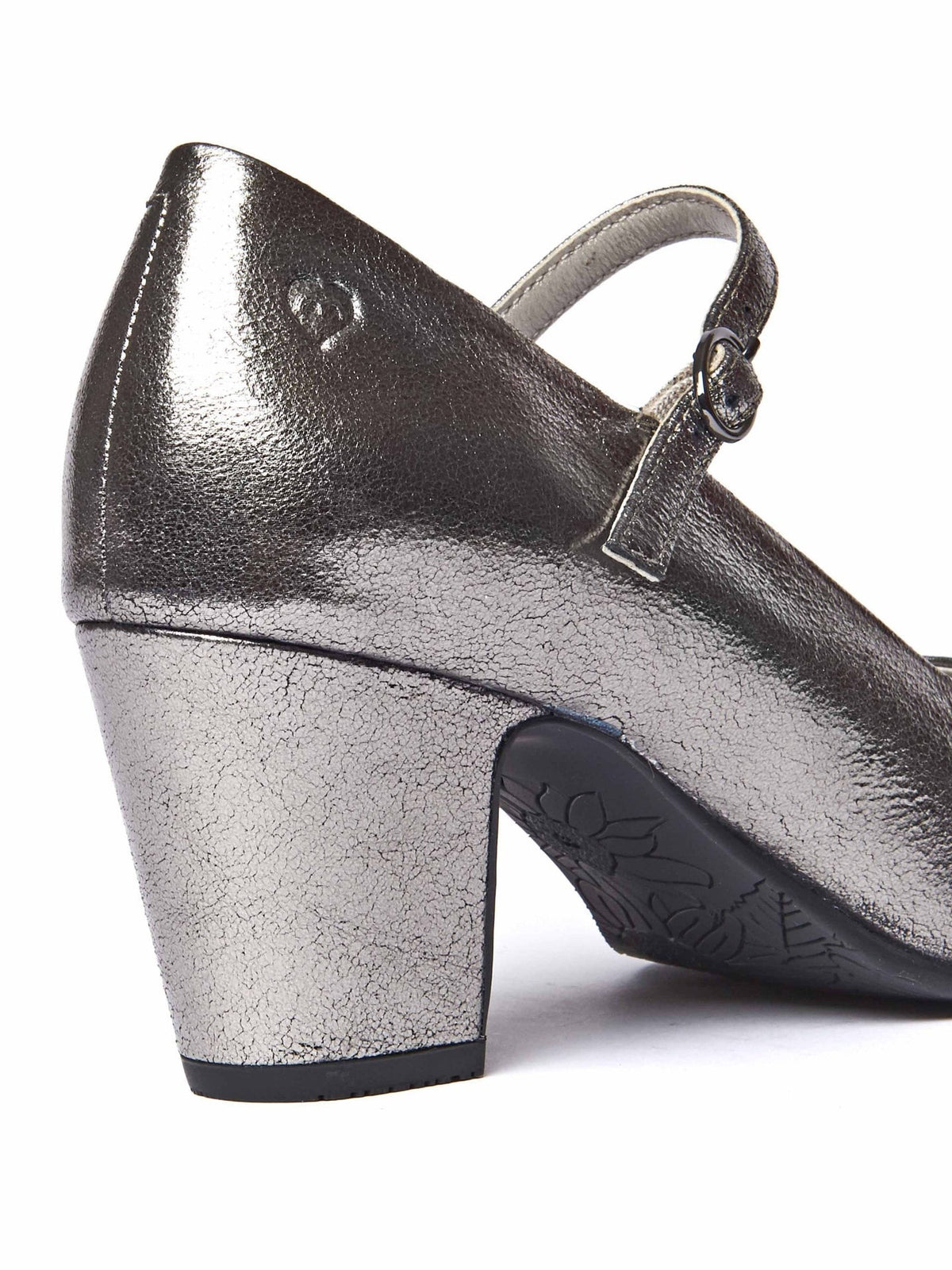 Metallic women's metallic block heel court shoe - GOLDIN CACAO METALLIC
