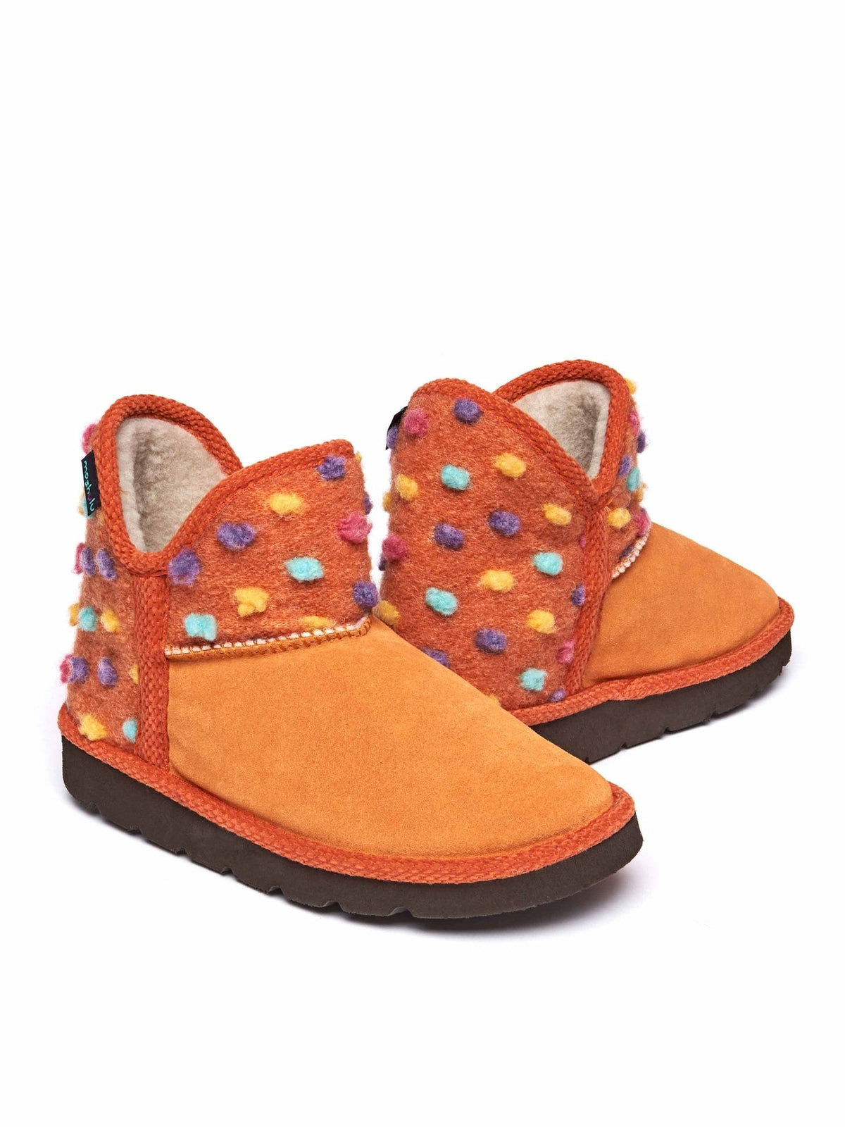 Orange spotty bootie slippers - FIRESIDE 2 ORANGE