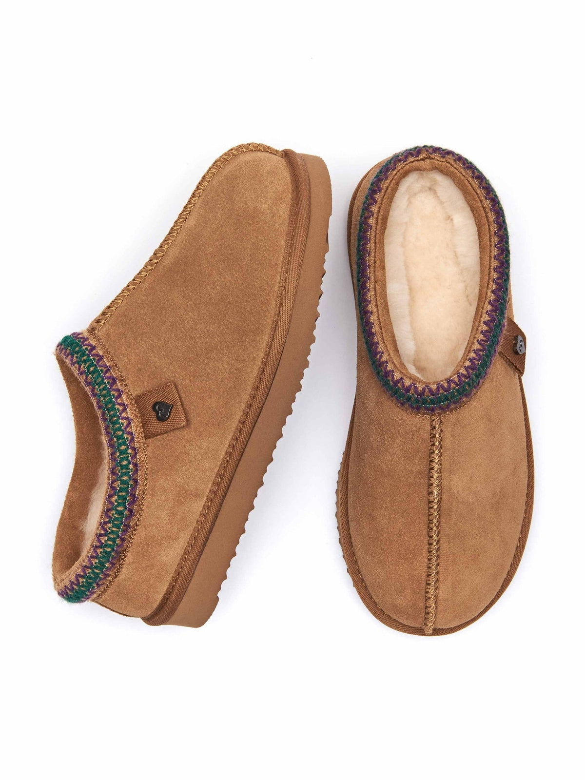 Brown scandi style sheepskin slippers - KIMOTO TAN