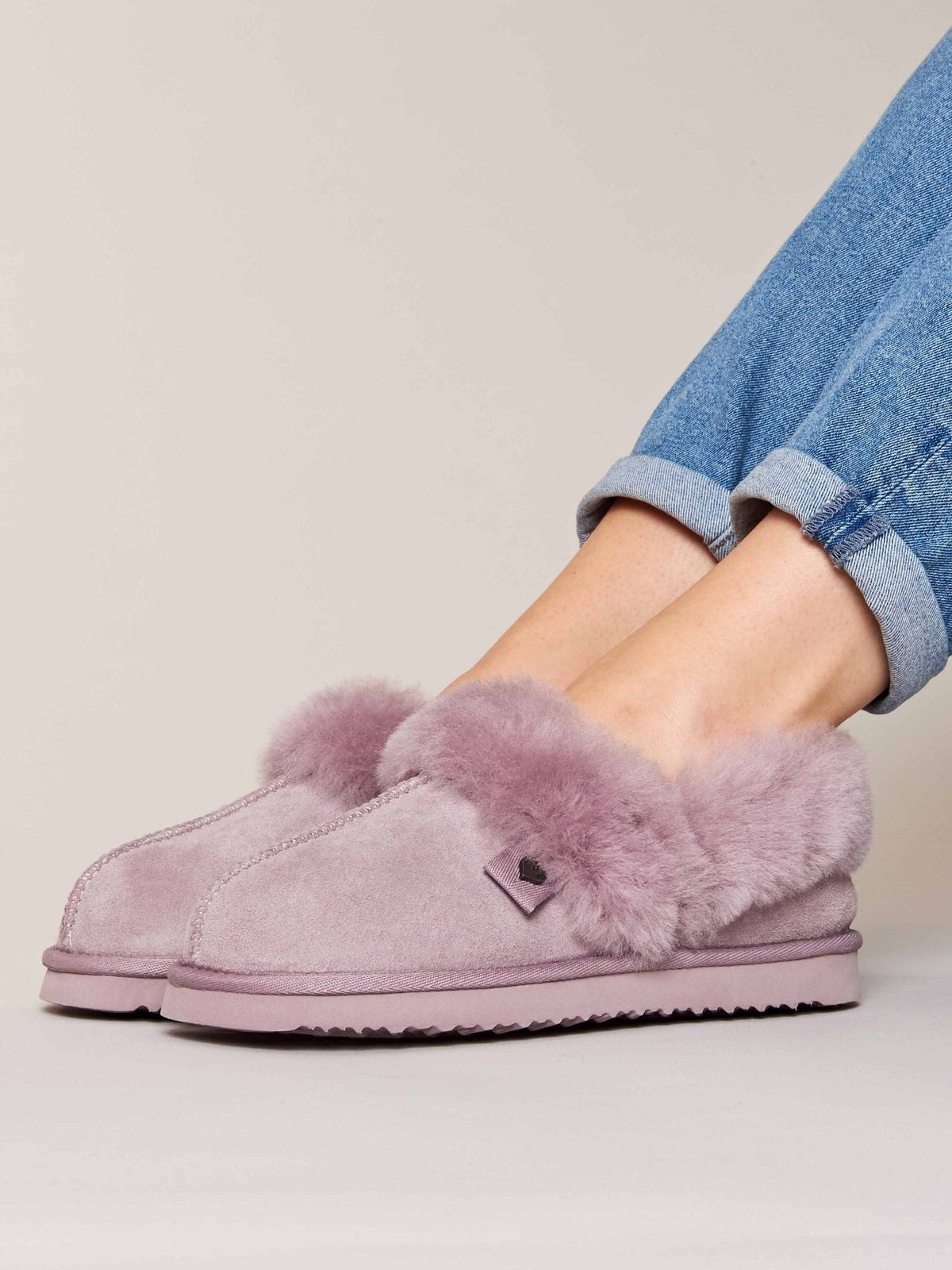 Pink / Purple Ladies' doubleface sheepskin slippers - ALBERTA MAUVE