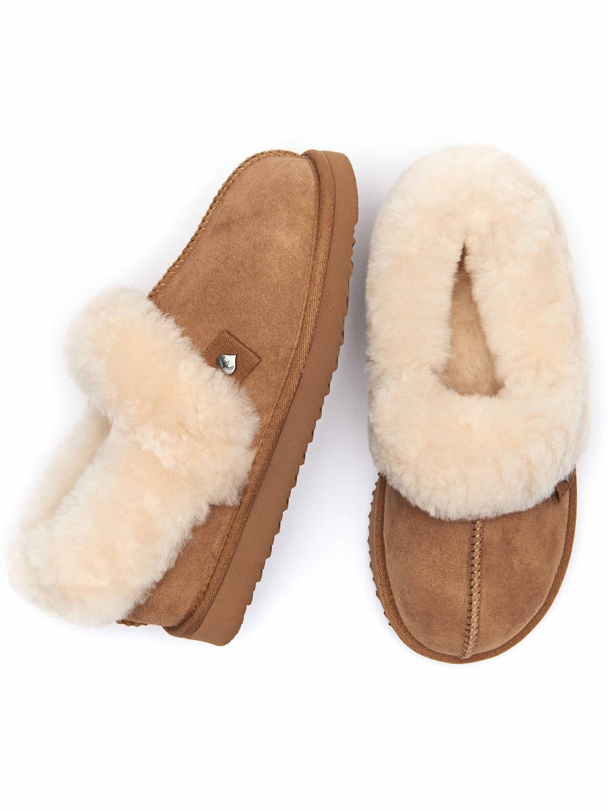 Brown Ladies' doubleface sheepskin slippers - ALBERTA TAN