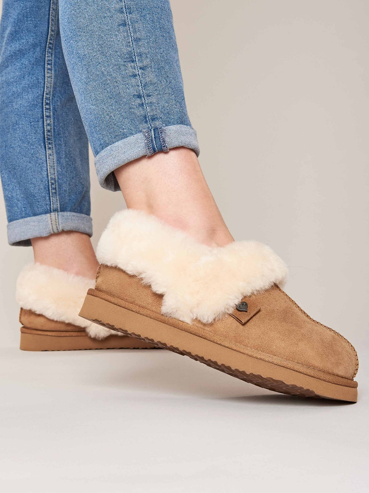 Brown Ladies' doubleface sheepskin slippers - ALBERTA TAN