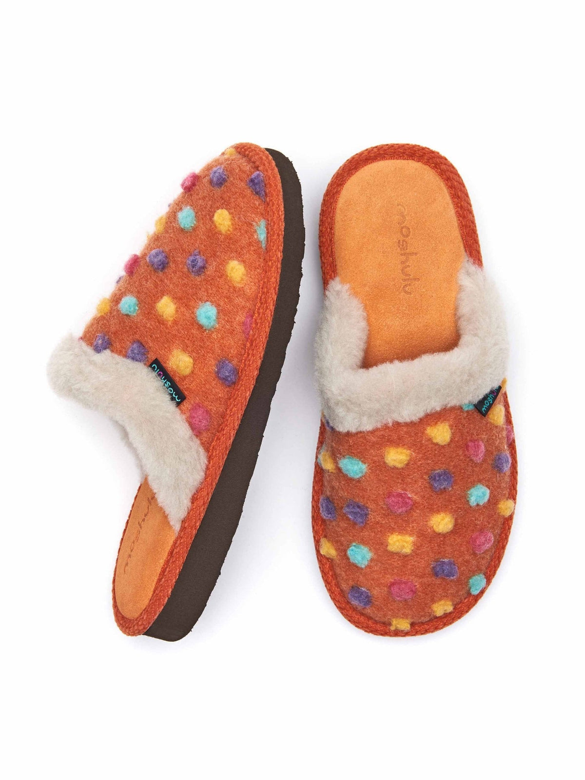 Orange colourful spotty mule slippers - MALIA 2 ORANGE