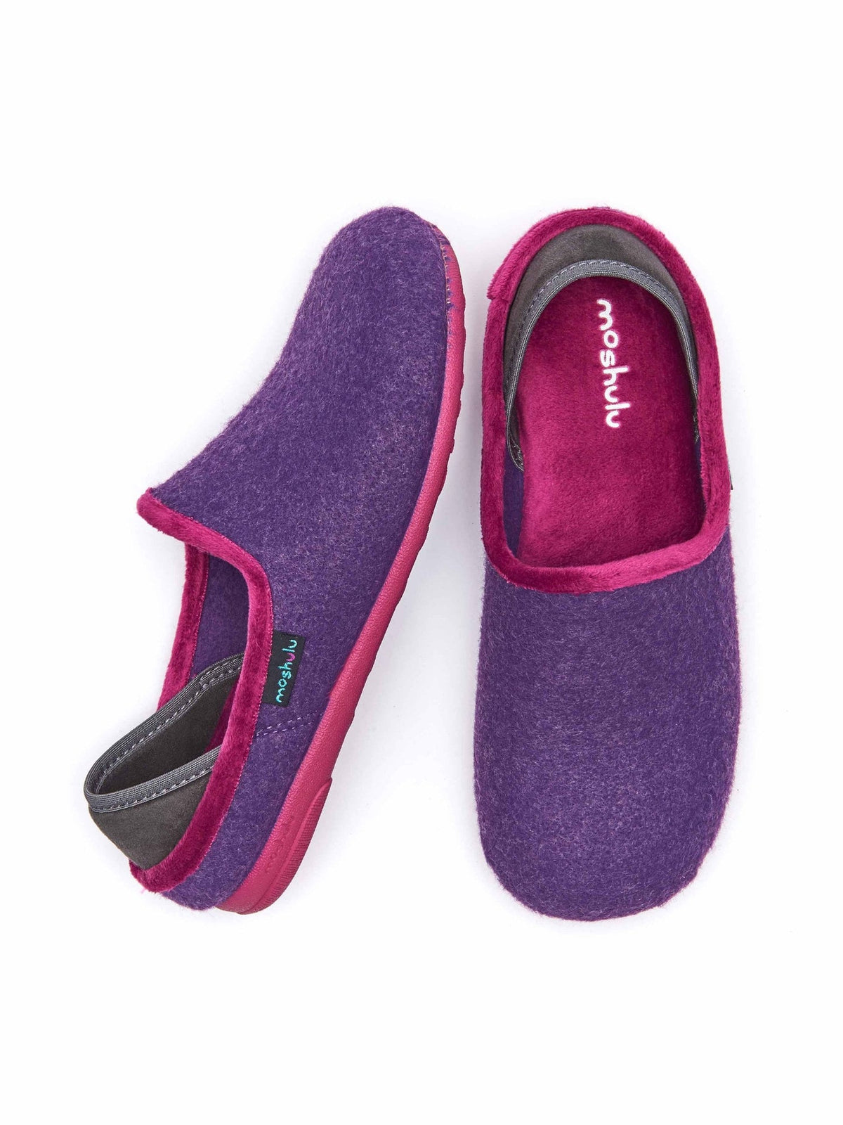 Purple ladies' felted heel cup slippers - GELENA ROYAL PURPLE