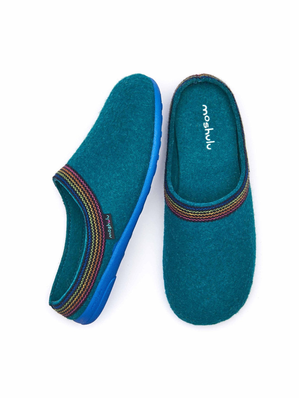 Green recycled felt Turkish mule slippers - MIRISSA JADE GREEN