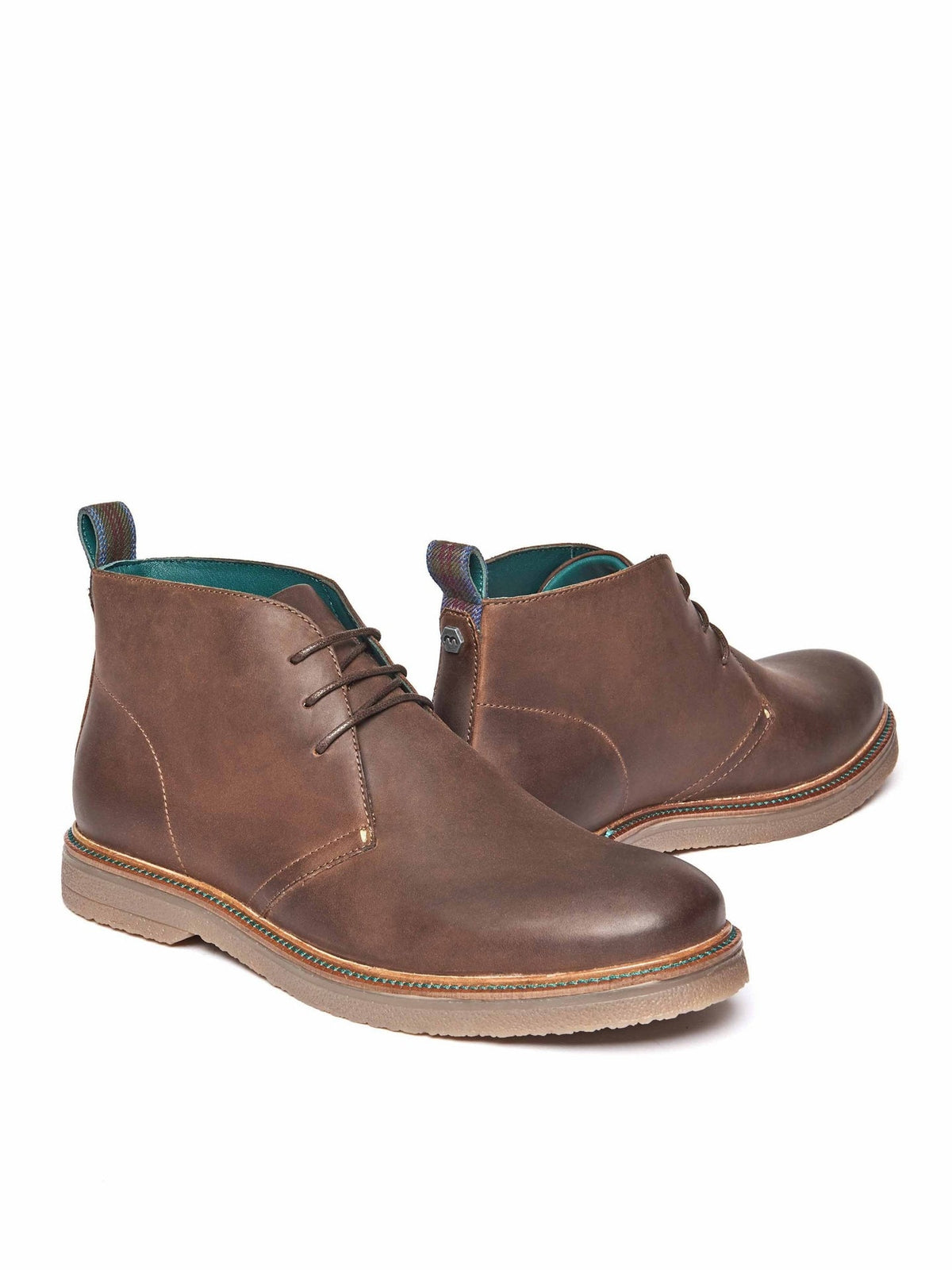 Brown men's waxy leather desert boots - SHEPPARD BROWN