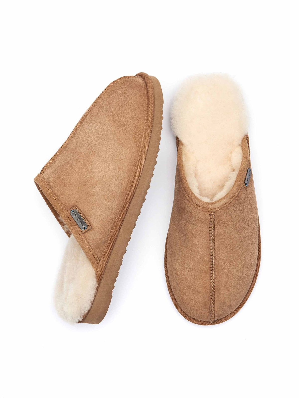 Brown men's luxury sheepskin mule slipper - FOXTAIL TAN