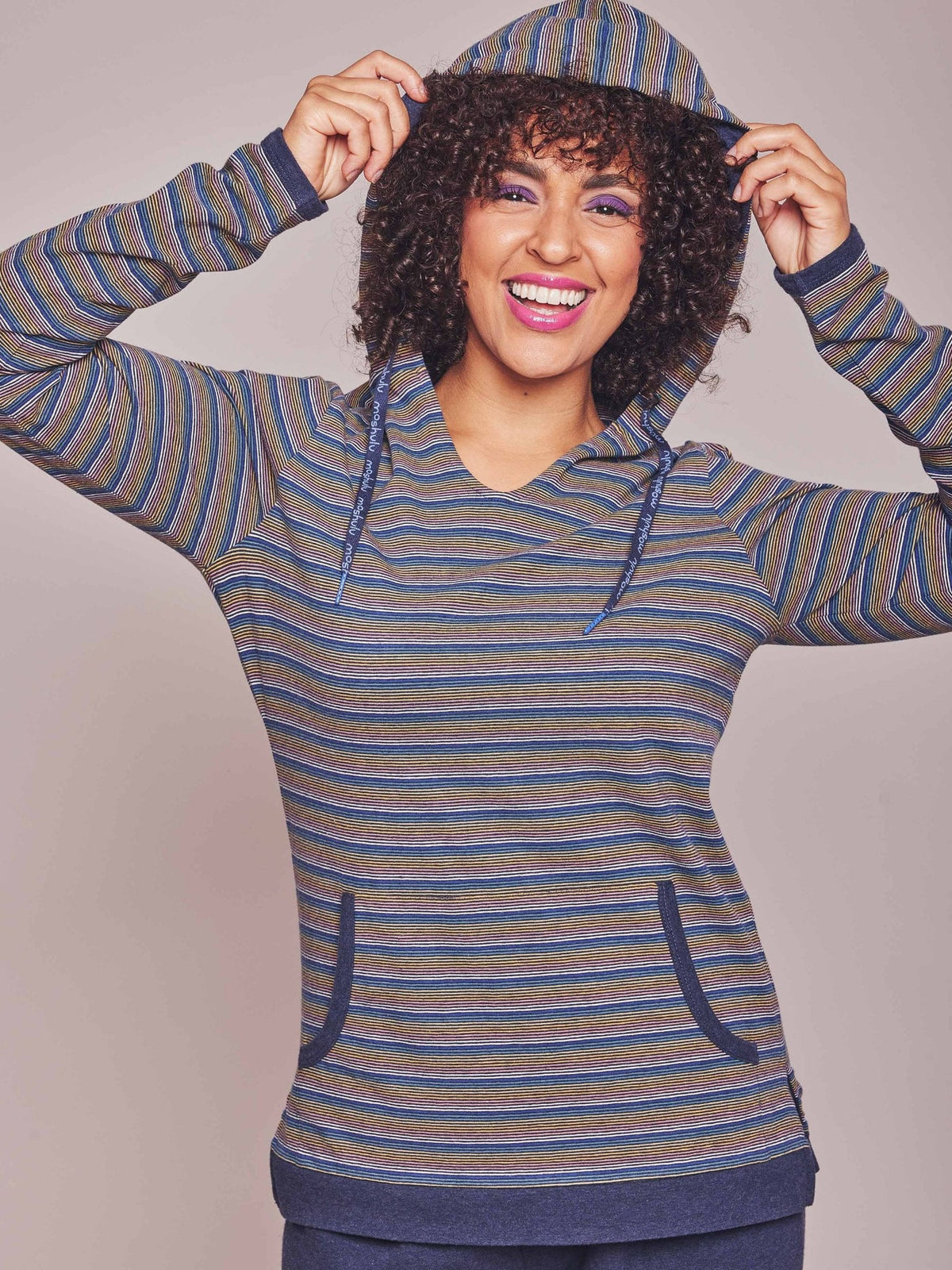 Blue Ladies' hooded sweatshirt - DOWNTIME INDIGO MULTI