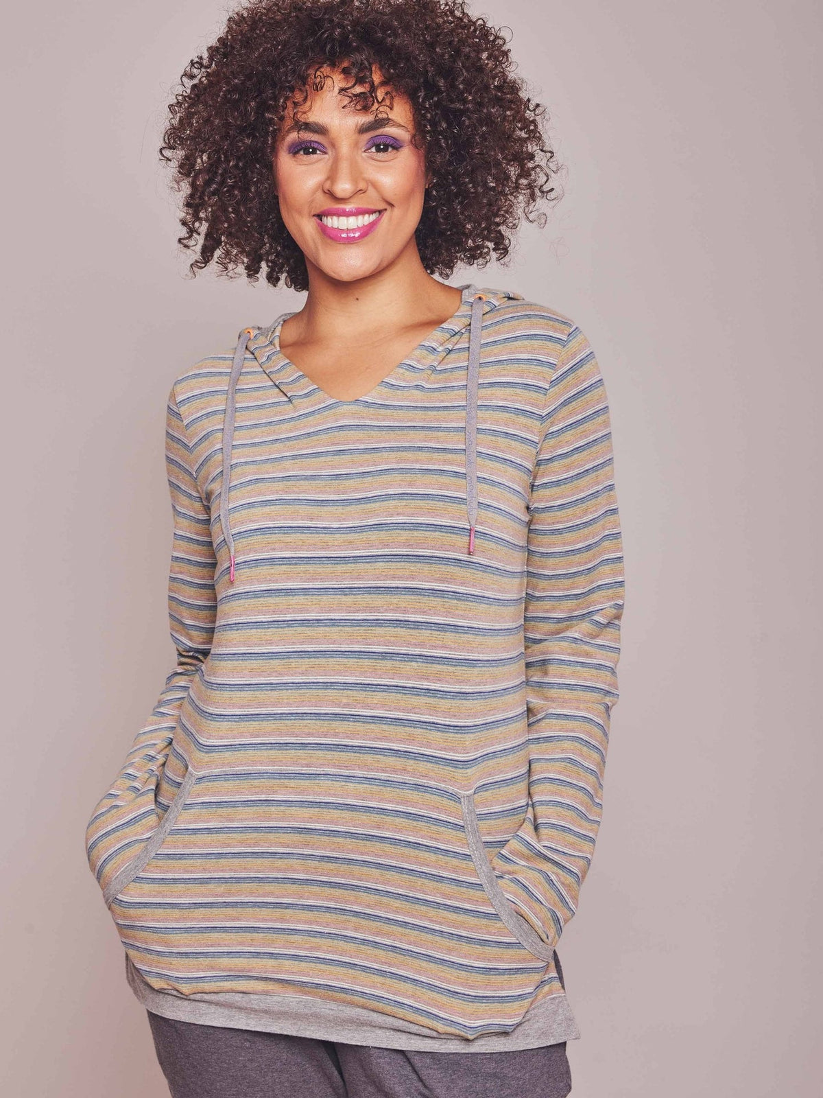 Neutral / Grey Ladies' hooded sweatshirt - DOWNTIME SLATE MULTI