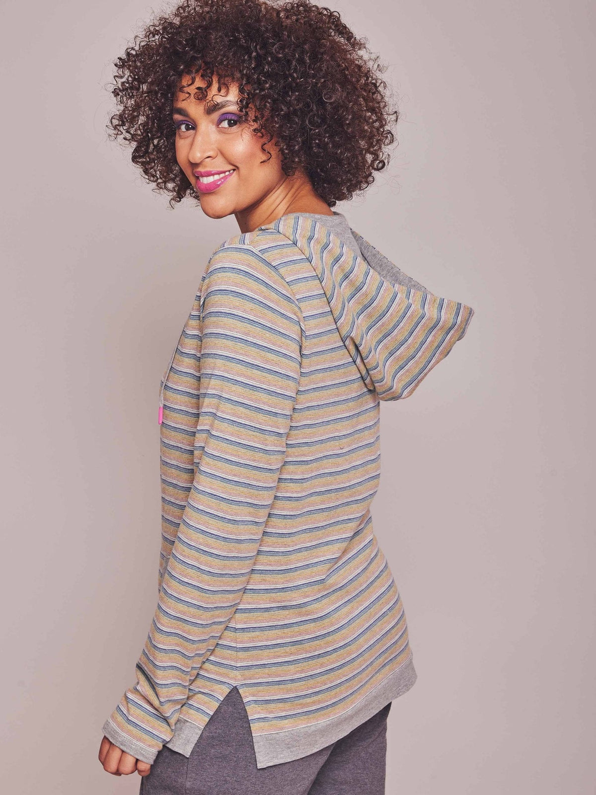 Neutral / Grey Ladies' hooded sweatshirt - DOWNTIME SLATE MULTI