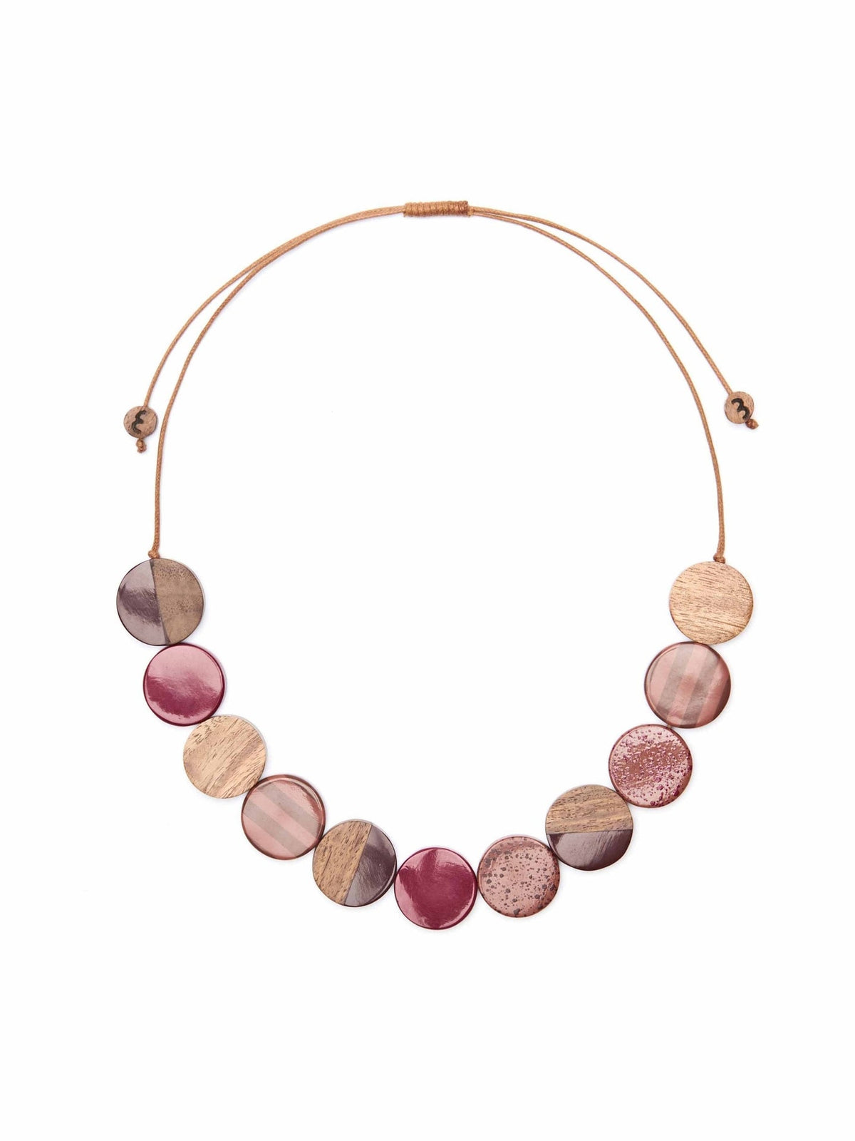 Pink / Brown short circle necklace - ANGELOU NECKLACE RASPBERRY TONES