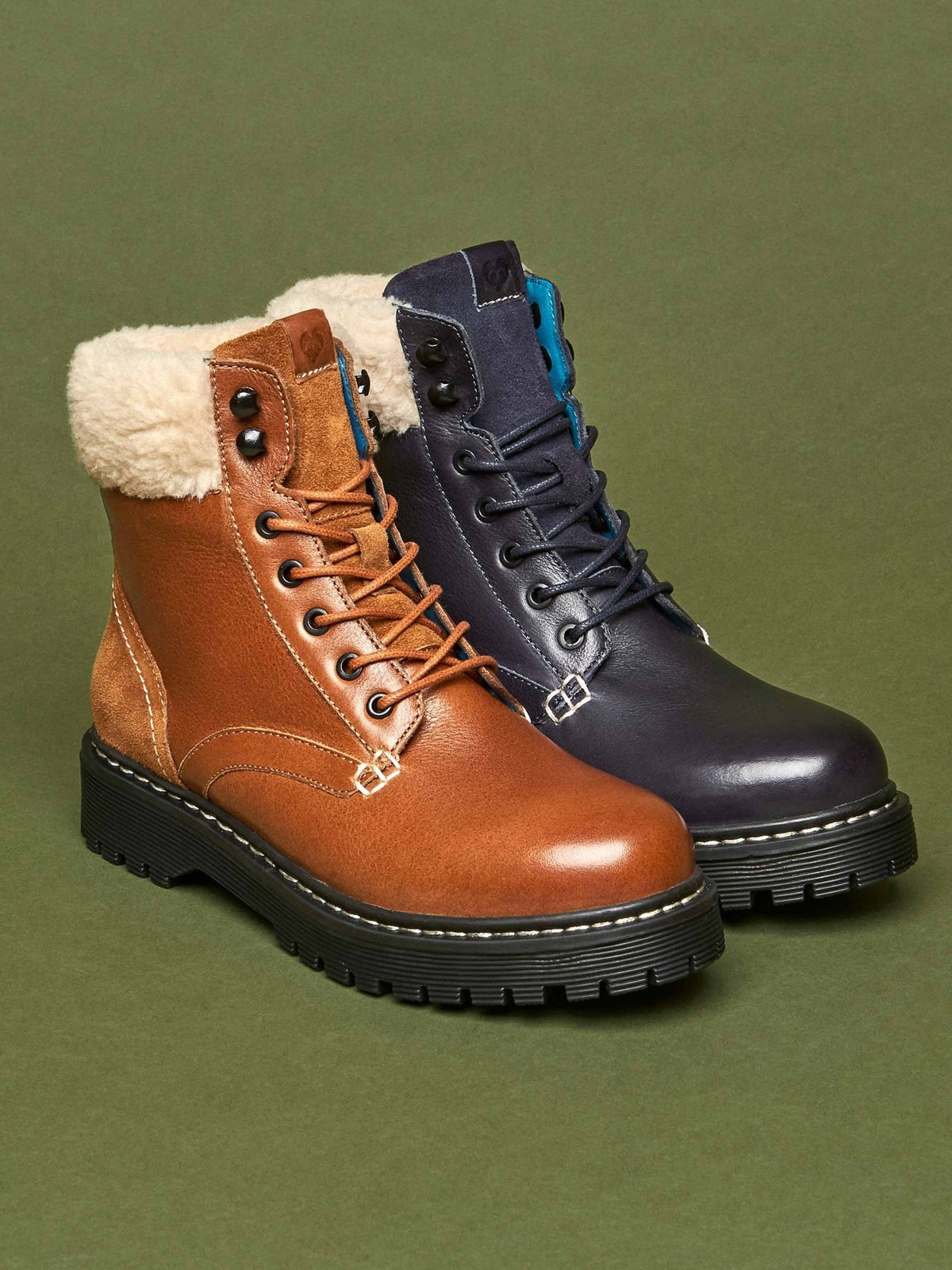 Blue Aviator leather boots - ARBUS INDIGO