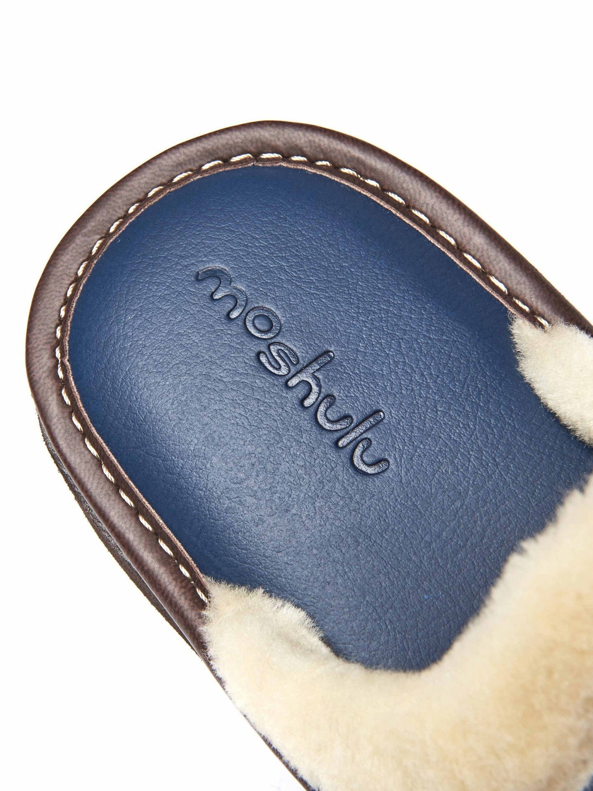 Blue classic leather mule slippers - ADELE 2 INDIGO