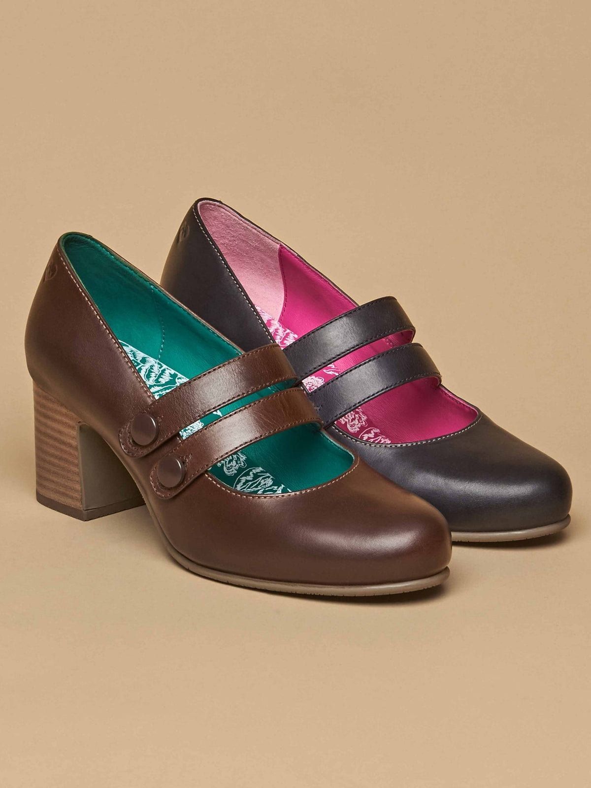 Blue Mary Jane court block heels - BONHEUR INDIGO