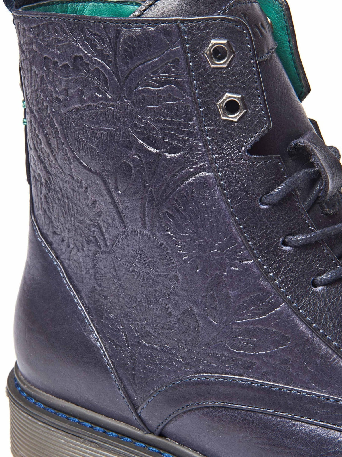 Pink ladies' embossed lace-up worker boots - FIORD 3 RASPBERRY
