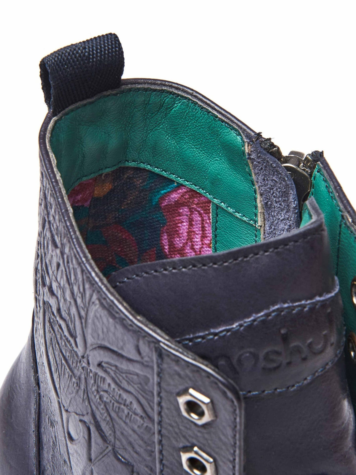 Pink ladies' embossed lace-up worker boots - FIORD 3 RASPBERRY