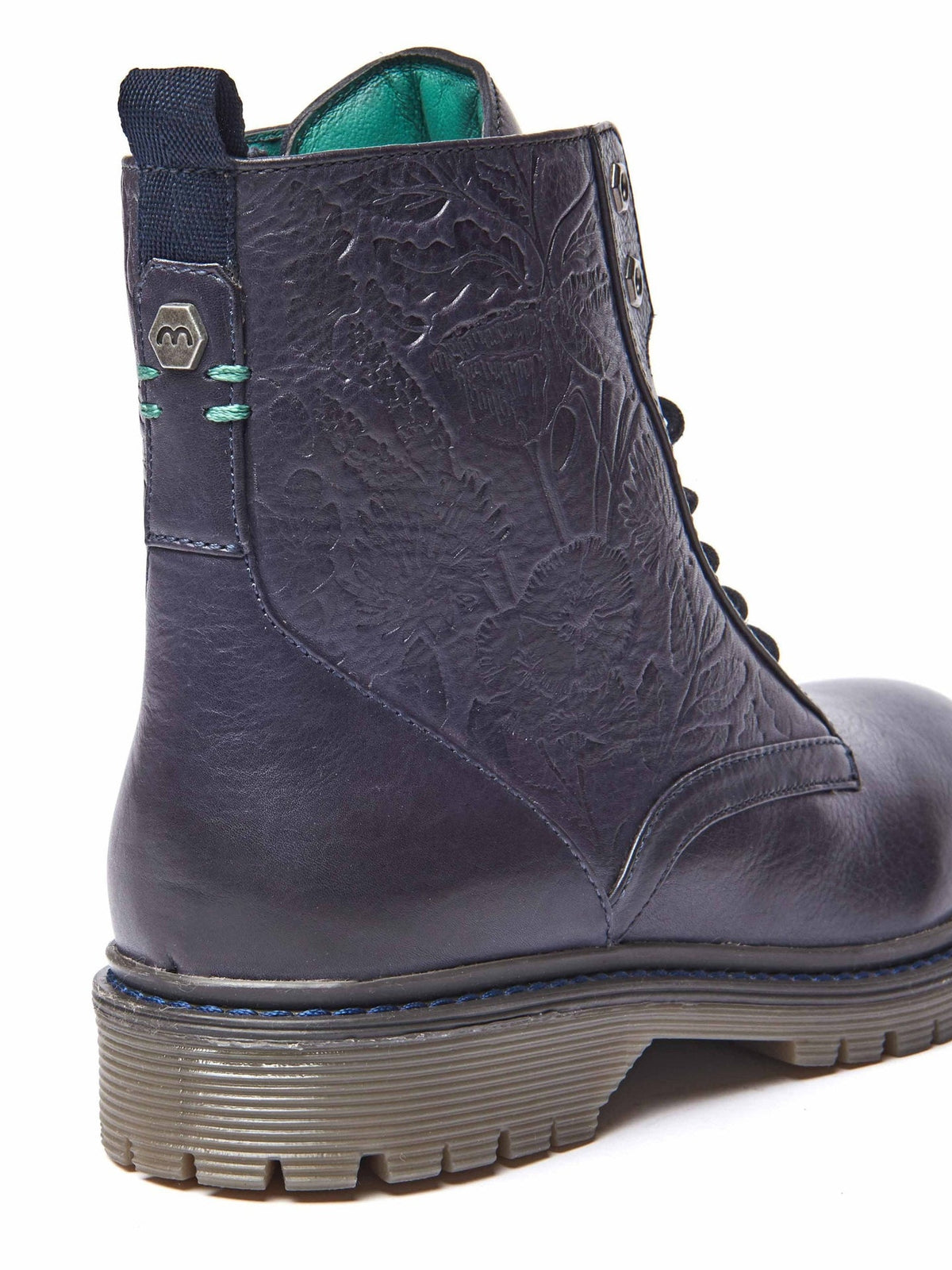 Pink ladies' embossed lace-up worker boots - FIORD 3 RASPBERRY