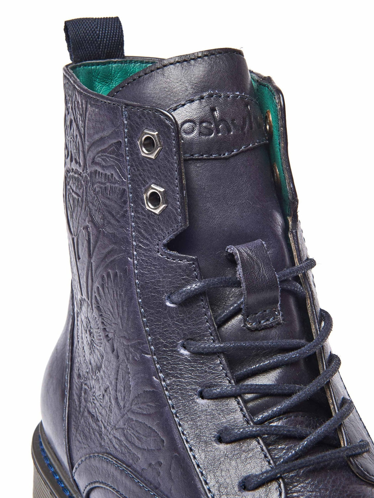 Pink ladies' embossed lace-up worker boots - FIORD 3 RASPBERRY