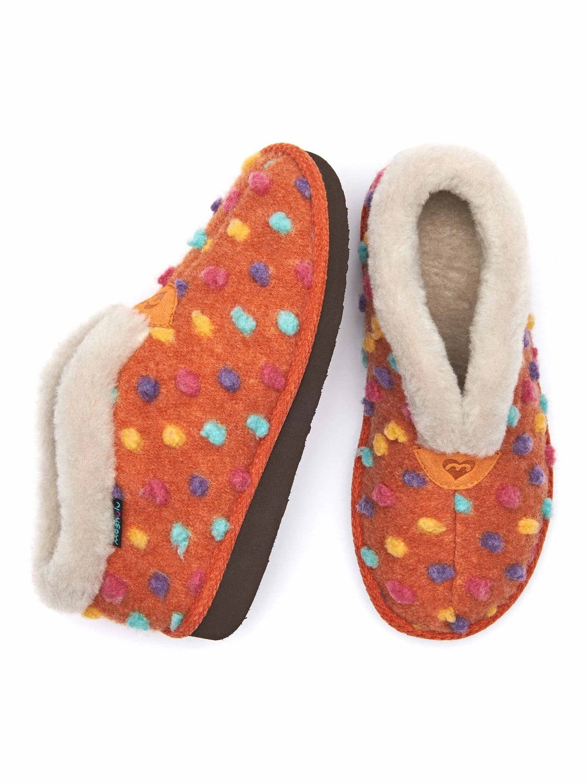 Orange short spotty bootie slippers - BO ORANGE