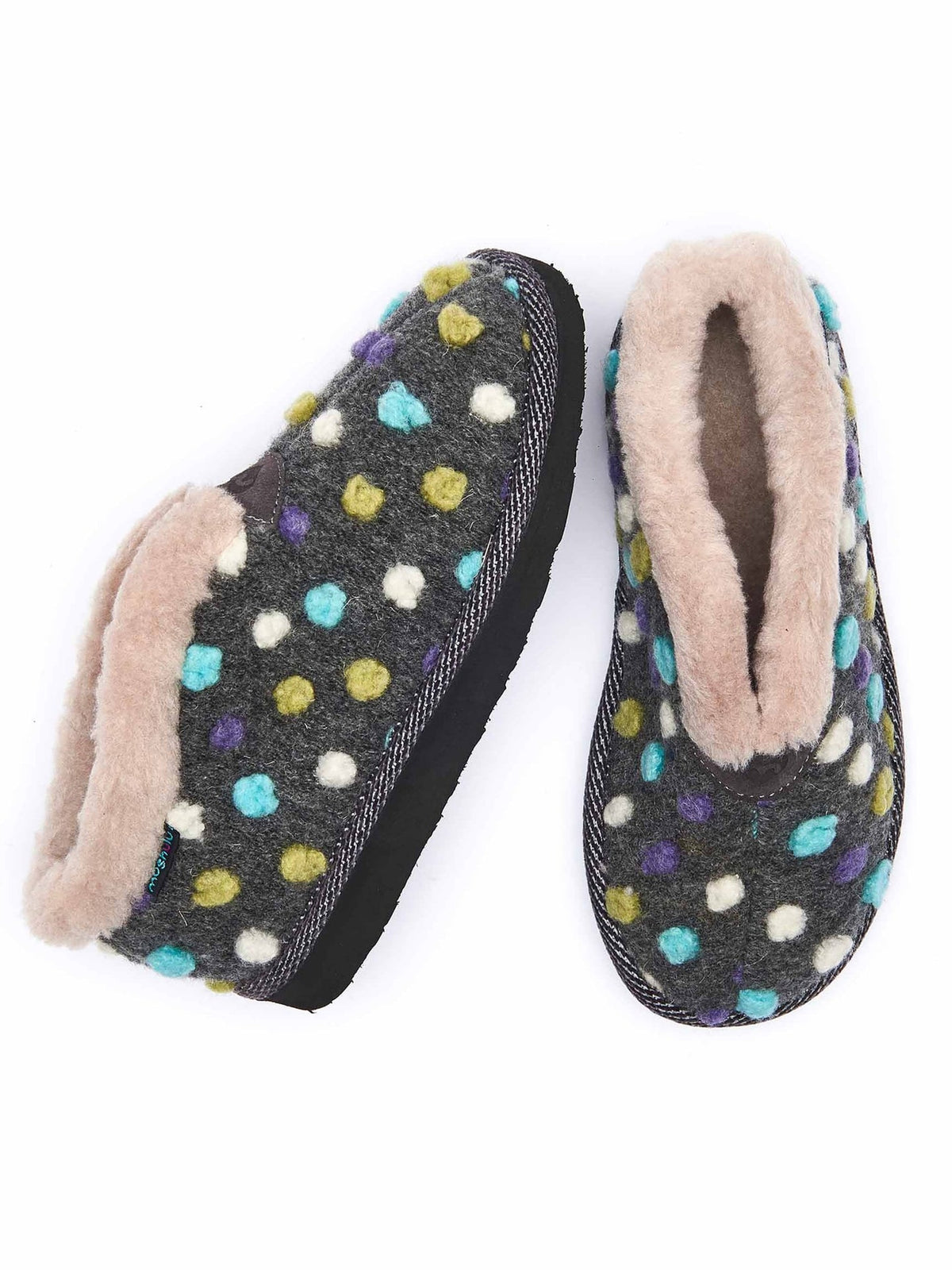 Grey short spotty bootie slippers - BO SLATE