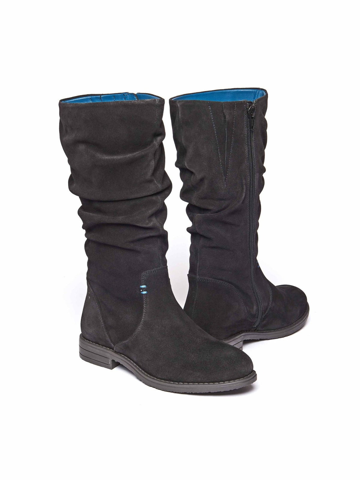 Black ruched suede mid-length boots - GLACIER SUEDE 2 BLACK