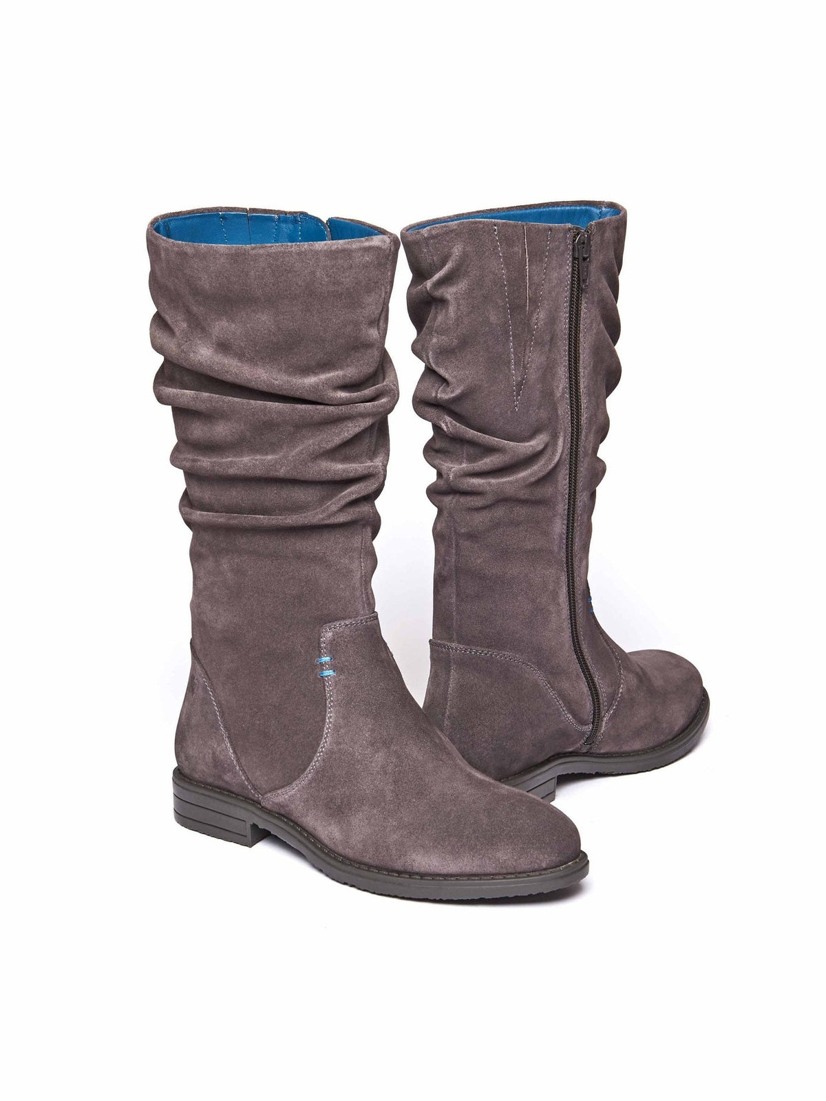 Grey ruched suede mid-length boots - GLACIER SUEDE 2 GREY