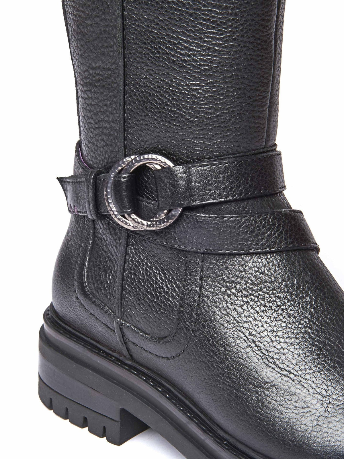 Black knee-high leather biker boots - KAHLO BLACK