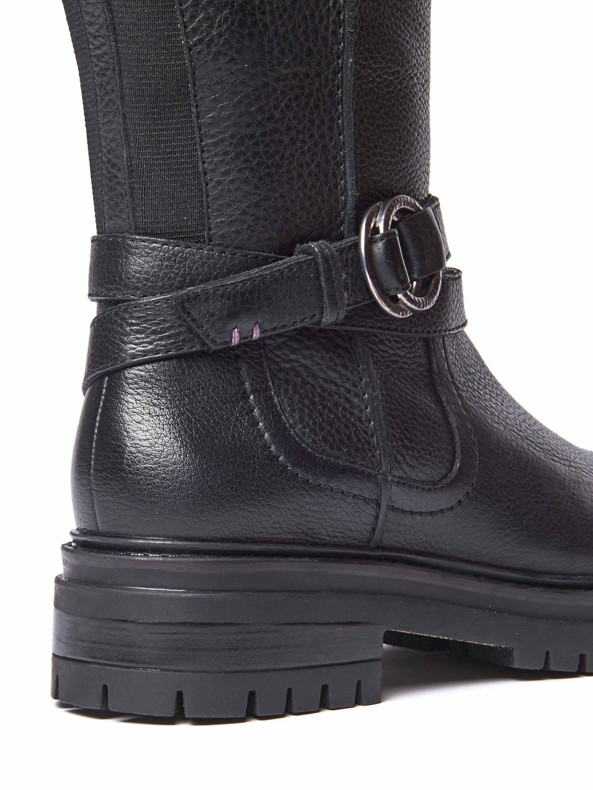 Black knee-high leather biker boots - KAHLO BLACK