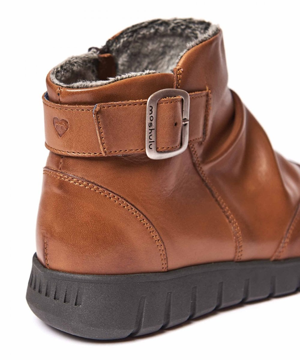 Brown ruched leather ankle boots - VAGAR TAN