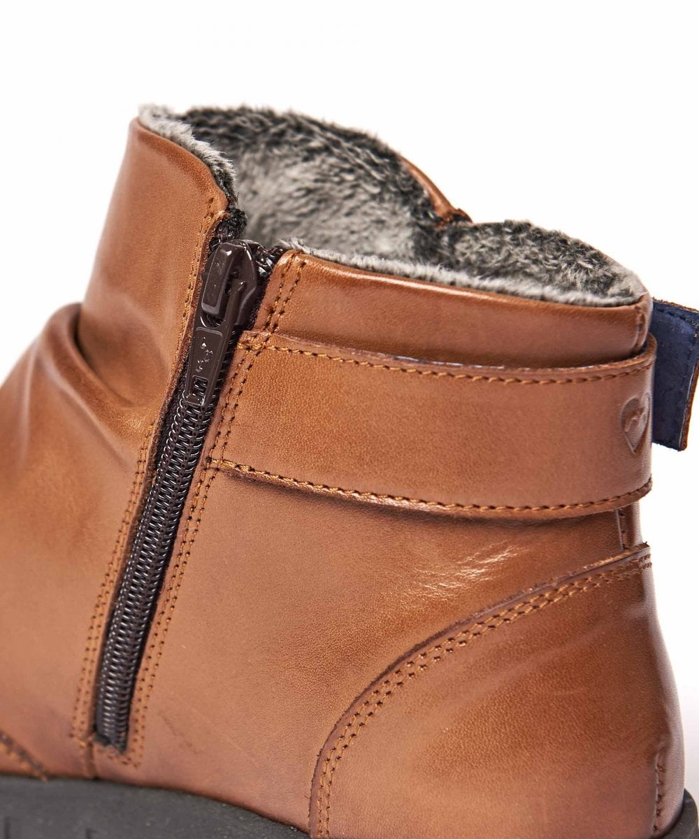 Brown ruched leather ankle boots - VAGAR TAN