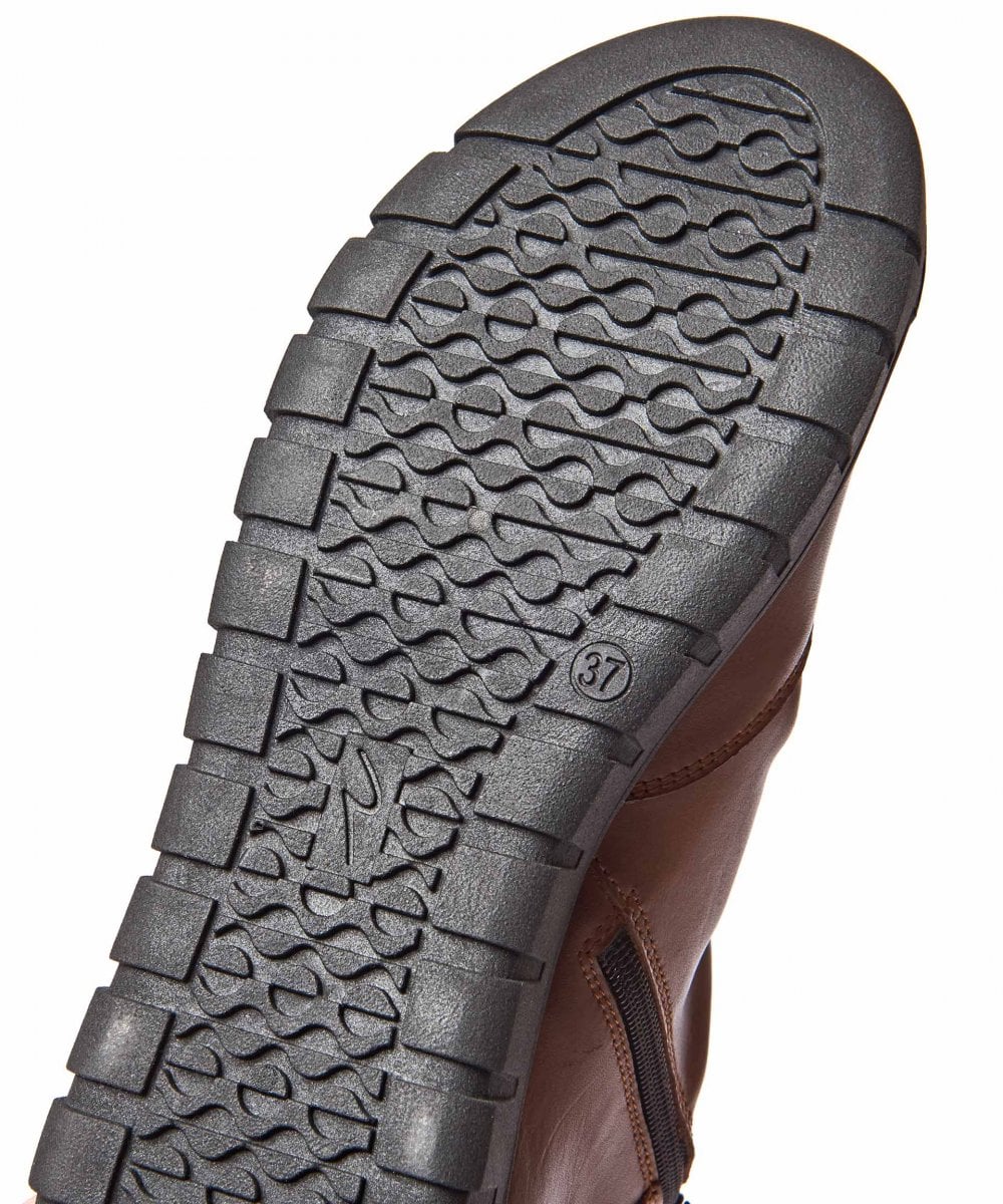 Brown ruched leather ankle boots - VAGAR TAN