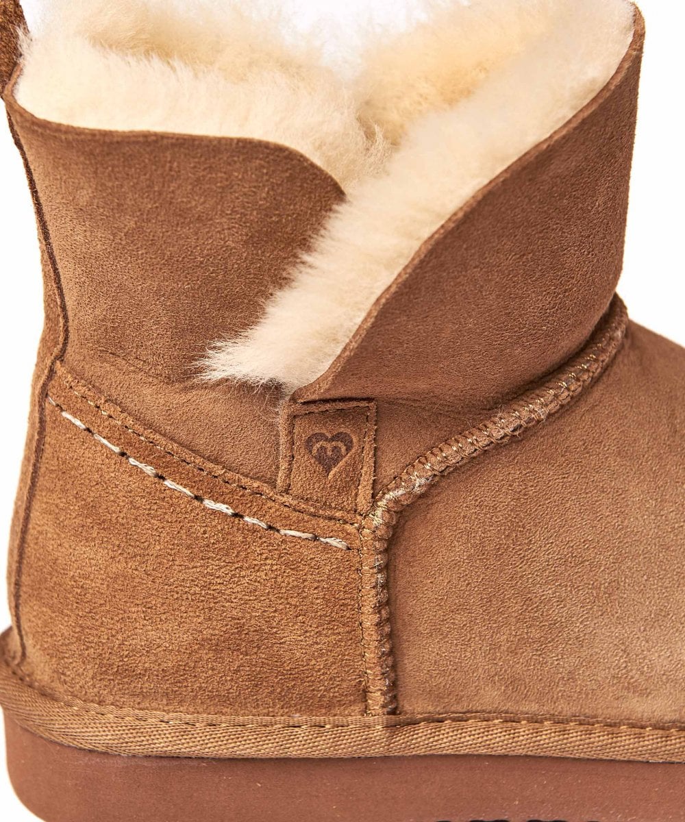 Brown Ladies' sheepskin bootie slippers - WATTLE CHOCOLATE