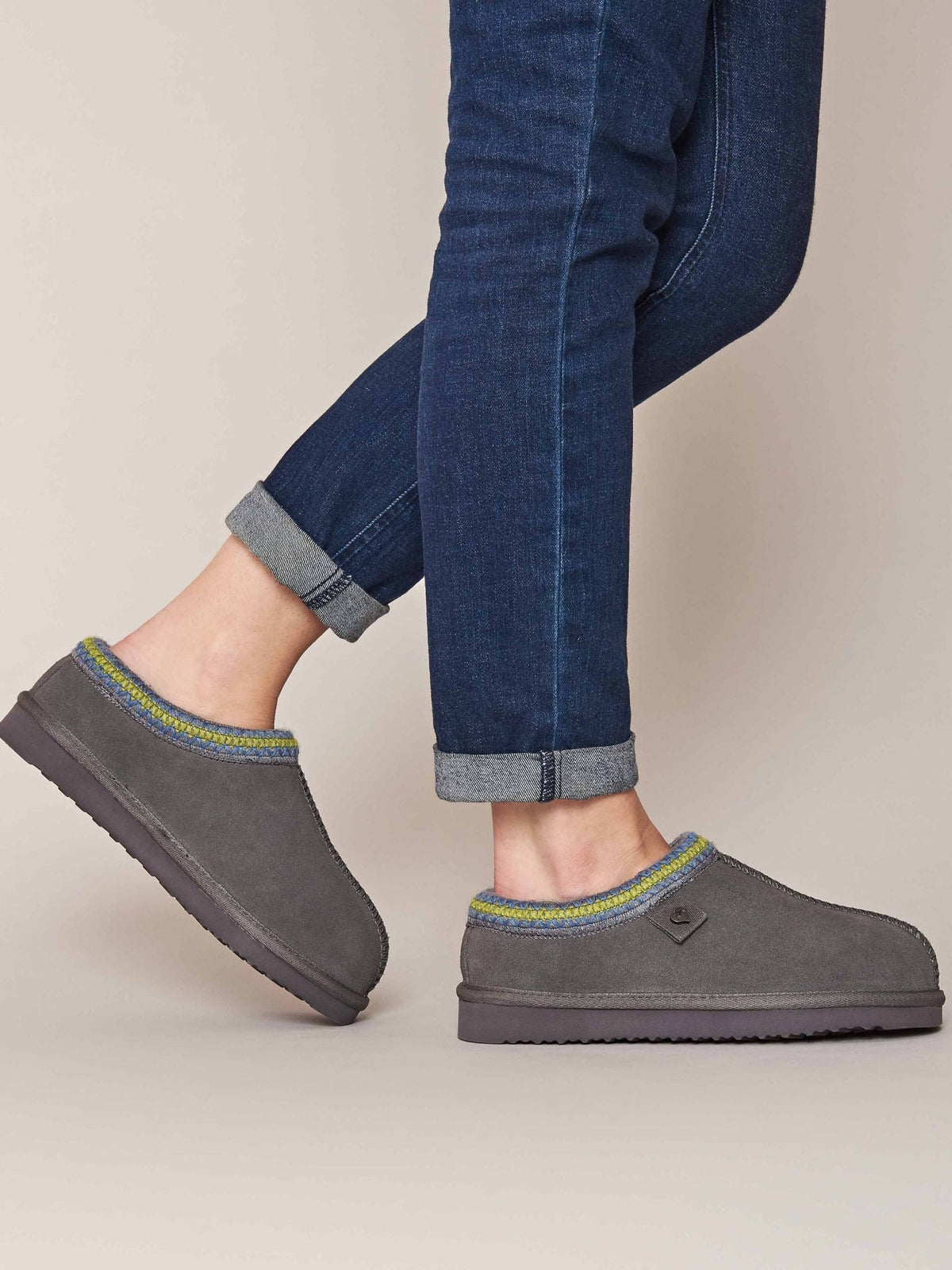 Grey scandi style sheepskin slippers - KIMOTO GREY