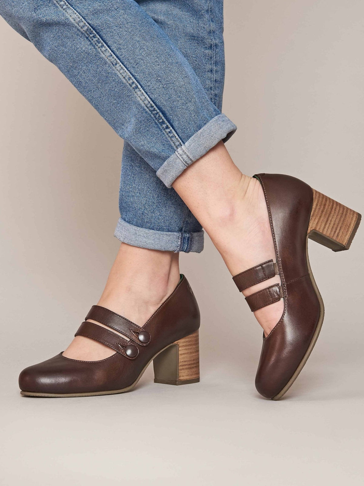 Brown Mary Jane court block heels - BONHEUR CHOCOLATE