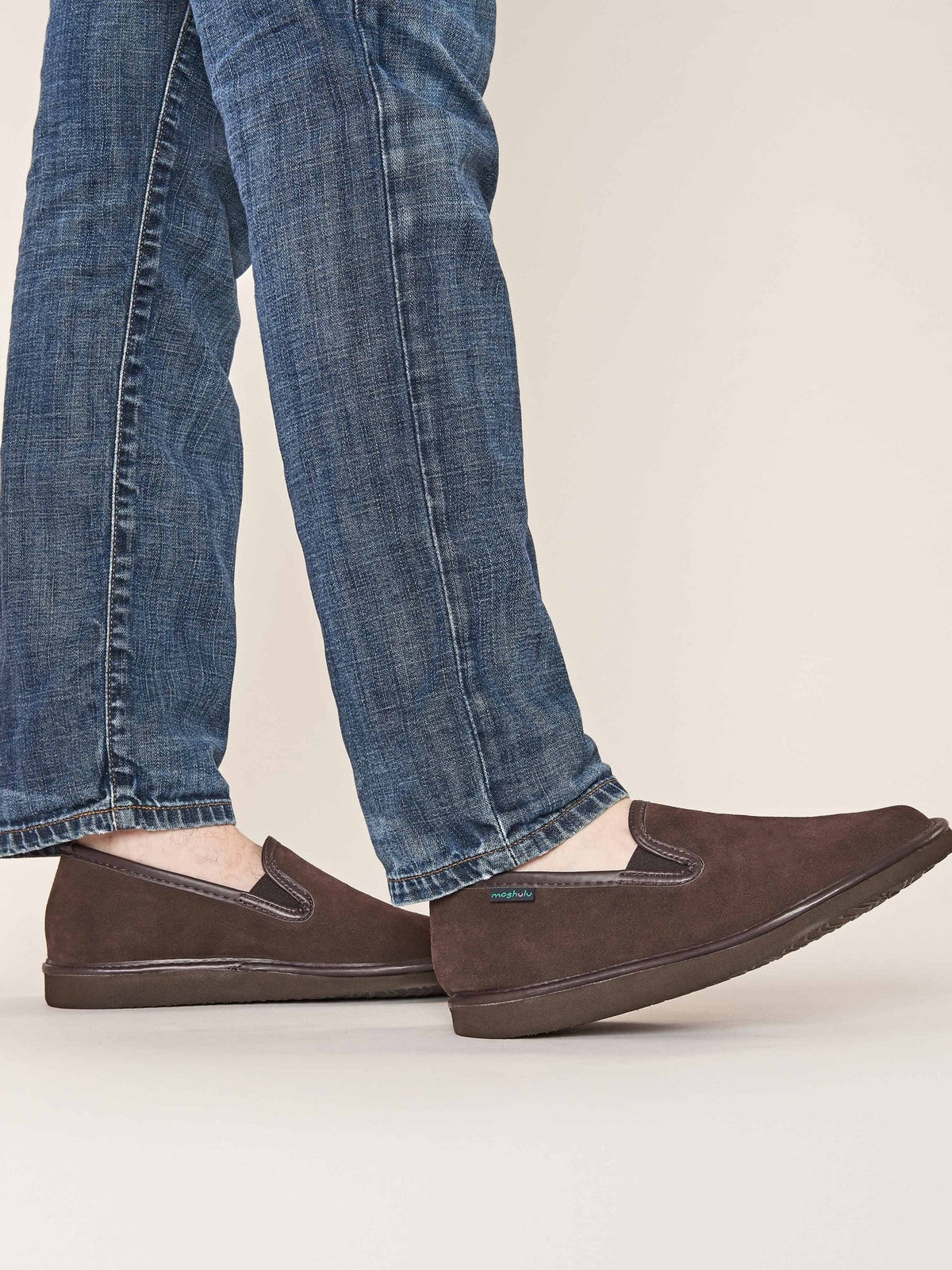 Brown men's classic suede slippers - ARLON 3 BROWN